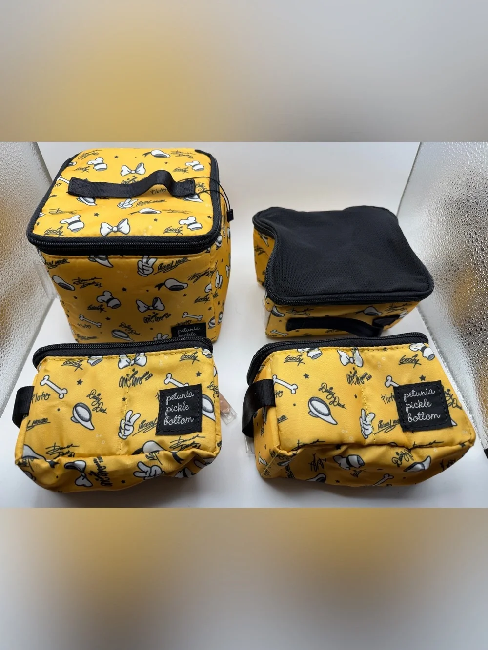 Disney Mickey And Friends Yellow Petunia Pickle Bottom 4pc Packing Cube Set